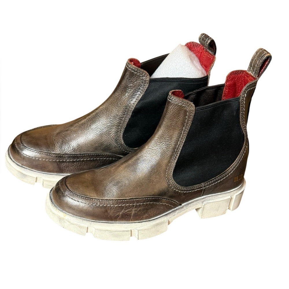 Bed Stu Randi Chelsea Leather In Graphic Rustic White Lug Sole Size 6.5